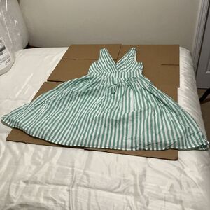 Aryeh Anthropologie Sun Dress Striped Vintage Sleeveless V-Neck 1XL Mint Green